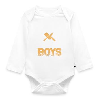 Real Chef Make Boys Cooking Chef Tools Cooking Foo - Organic Longsleeve Baby Bodysuit - white - Front