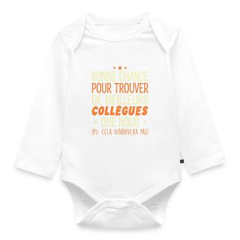 Collègues Cadeau Départ Retraite Humour Collègue - Body Bébé bio manches longues - blanc - Devant