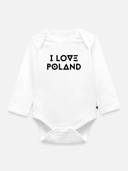I LOVE POLAND - Baby Bio-Langarm-Body - Weiß