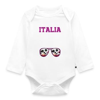 Italia 23 Trikot 2023 - Baby Bio-Langarm-Body - Weiß - Vorne