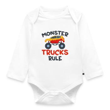 Monster Trucks - Monster Trucks Rule - Baby Bio-Langarm-Body - Weiß - Vorne