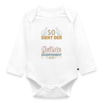 This Is What The Hottest Saxophonist Look Playing - Baby Bio-Langarm-Body - Weiß - Vorne