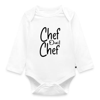 Chef Oui Chef - Humour Chef - Body Bébé bio manches longues - blanc - Devant
