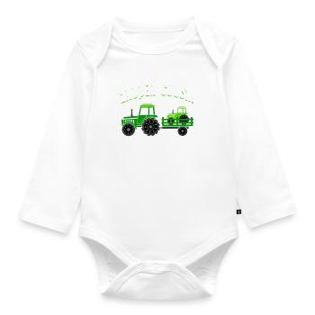 Großer Cousin 2024 - Traktor Landwirt Junge Geburt - Baby Bio-Langarm-Body - Weiß - Vorne