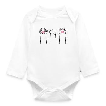 Scissors Stone Paper Cat Paw Game Cat Paws - Organic Longsleeve Baby Bodysuit - white - Front