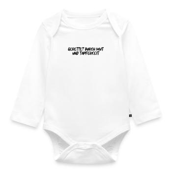 Feuerwehr - Gerettet durch Mut und Tapferkeit - Baby Bio-Langarm-Body - Weiß - Vorne