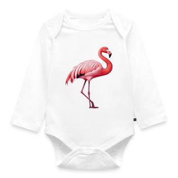 Flamingo - Baby Bio-Langarm-Body - Weiß - Vorne