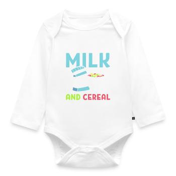 We Go Together Like Milk And Cereal Frühstück - Baby Bio-Langarm-Body - Weiß - Vorne