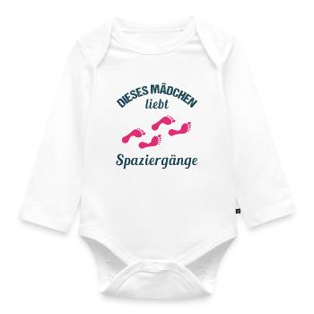 Spaziergang-Liebhaber Mädchenherz Geschenk - Baby Bio-Langarm-Body - Weiß - Vorne