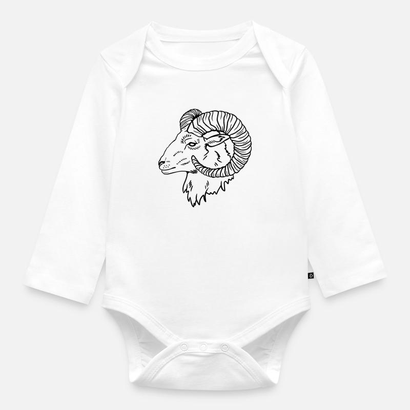 Einzelner Widder Astrologie Sternzeichen Geschenk - Baby Bio-Langarm-Body - Weiß