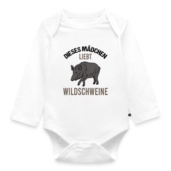 Mädchen Wildschweinliebe Charmantes Geschenk - Baby Bio-Langarm-Body - Weiß - Vorne