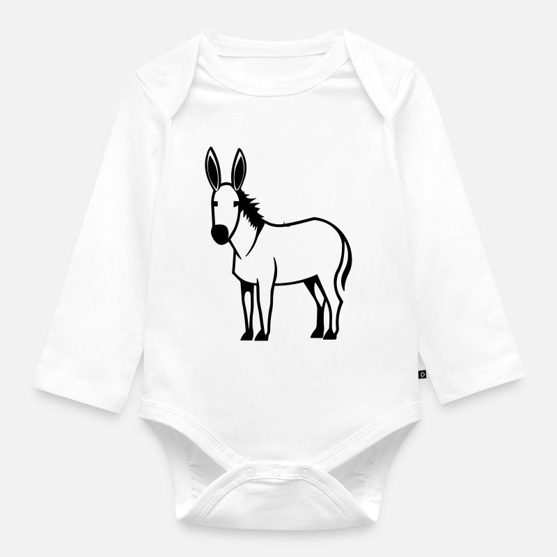 âne - Body Bébé bio manches longues - blanc