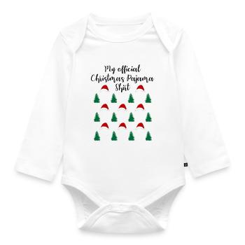Waldweihnacht mit Mützen Offizielles Schlafshirt - Baby Bio-Langarm-Body - Weiß - Vorne