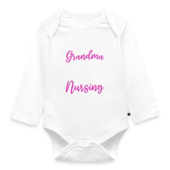 Grand-mère est mon nom L’allaitement est mon jeu - Grand-mère Nu - Body Bébé bio manches longues - blanc - Devant