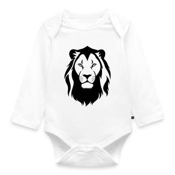 Felin jungle lion's head - Organic Longsleeve Baby Bodysuit - white - Front