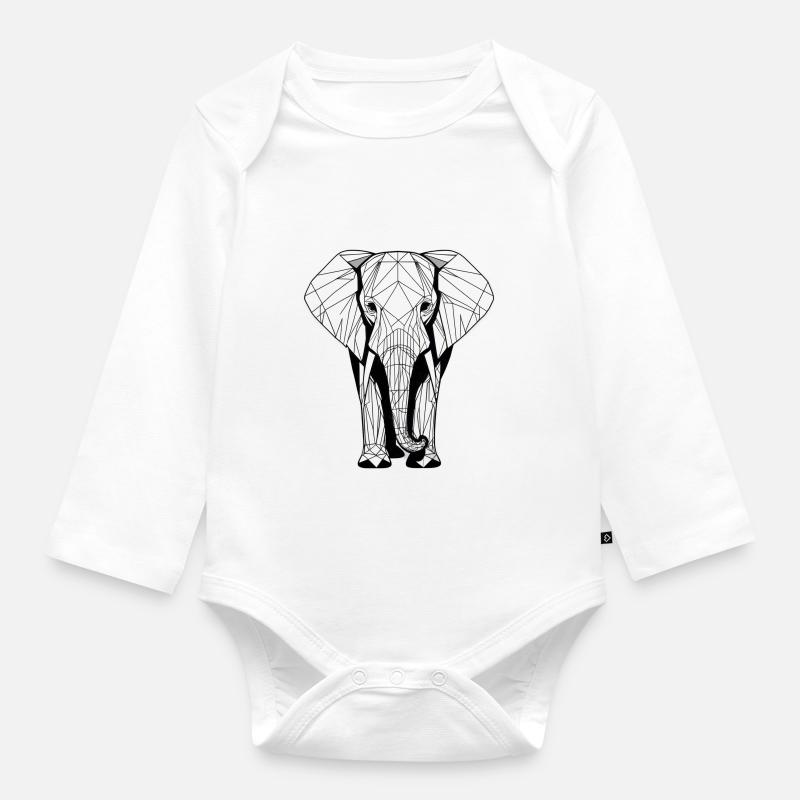 Moderner Elefant - Baby Bio-Langarm-Body - Weiß