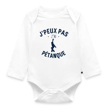 J peux pas j ai Pétanque - Body Bébé bio manches longues - blanc - Devant