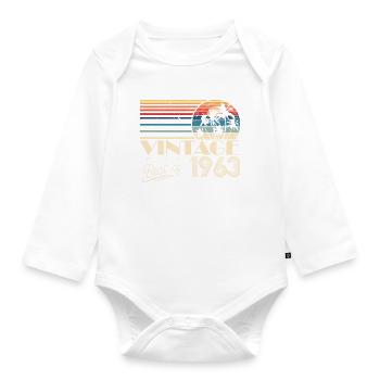 1963 Anniversaire Né En 1963 Rétro Vintage - Body Bébé bio manches longues - blanc - Devant