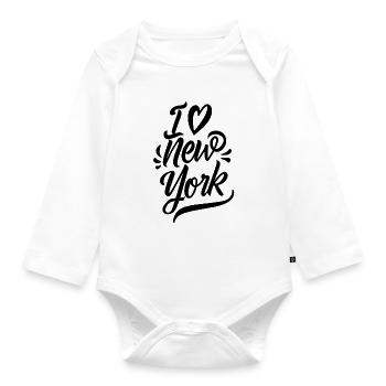 I Love New York City Big Apple USA America - Organic Longsleeve Baby Bodysuit - white - Front