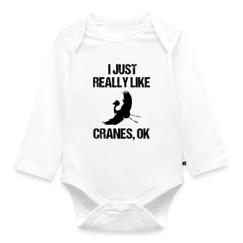 Simply Cranes Lover Statement - Organic Longsleeve Baby Bodysuit - white - Front