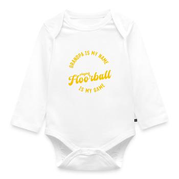 Floorball Player Grandpa Floorball Player - Organic Longsleeve Baby Bodysuit - white - Front