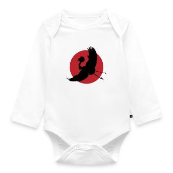 Fliegender Kranich Silhouette Kunst - Baby Bio-Langarm-Body - Weiß - Vorne