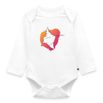 Bunter Rochen Aqua Kunstwerk Geschenk - Baby Bio-Langarm-Body - Weiß - Vorne
