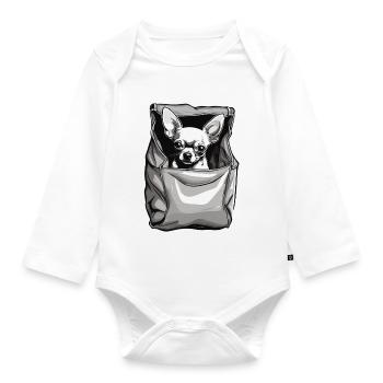 Chihuahua / small dog / animal / tiny / breed - Organic Longsleeve Baby Bodysuit - white - Front