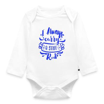 I always carry a stiff Rod - Organic Longsleeve Baby Bodysuit - white - Front