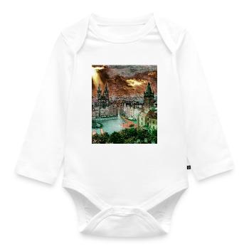Prague, Czech Republic, Europe - Organic Longsleeve Baby Bodysuit - white - Front