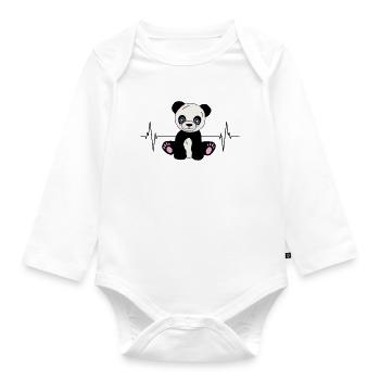Panda Heartbeat for Animal Lovers - Organic Longsleeve Baby Bodysuit - white - Front