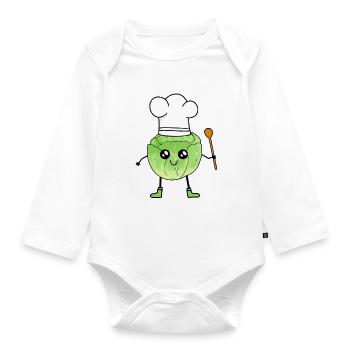 Cabbage Head Cooking Spoon Vegetable Hobby Cook - Organic Longsleeve Baby Bodysuit - white - Front
