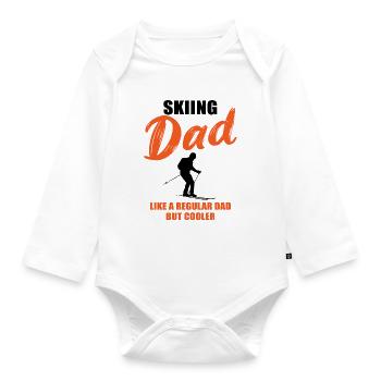 Geschenk für den coolen Ski-Dad - Baby Bio-Langarm-Body - Weiß - Vorne