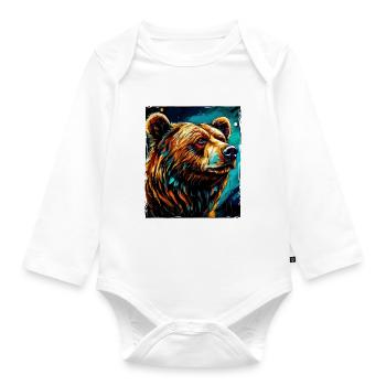 Bär Portrait - Baby Bio-Langarm-Body - Weiß - Vorne