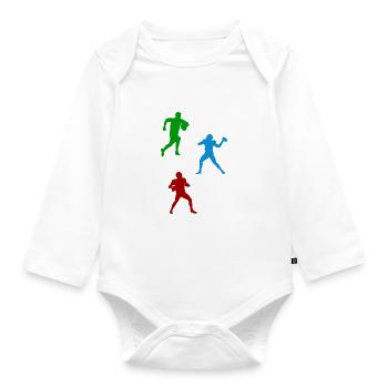 Rugby Player Silhouette - Baby Bio-Langarm-Body - Weiß - Vorne
