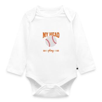 La voix dans ma tête me dit de jouer au tee-ball - Body Bébé bio manches longues - blanc - Devant