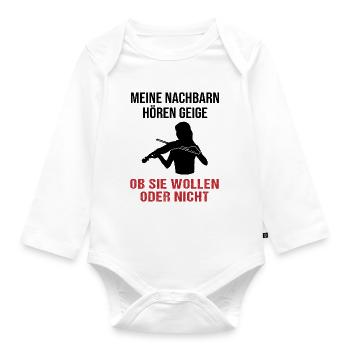Violon voisins Sound Check cadeau - Body Bébé bio manches longues - blanc - Devant
