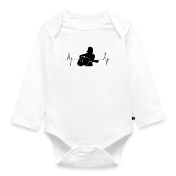 Herzschlag Gitarristin Geschenk-Takt - Baby Bio-Langarm-Body - Weiß - Vorne