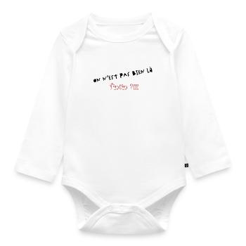 We're not here - Organic Longsleeve Baby Bodysuit - white - Front