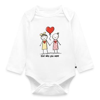 Strichmännchen Lesbisches Liebespaar Liebe - Baby Bio-Langarm-Body - Weiß - Vorne