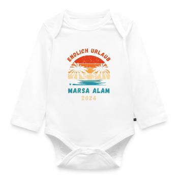 Marsa Alam Urlaub 2024 Ägypten Reise Idee - Baby Bio-Langarm-Body - Weiß - Vorne