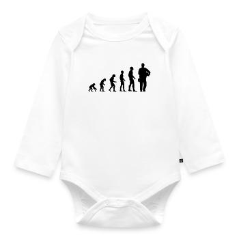 Postbote Evolution Zusteller Briefträger Geschenk - Baby Bio-Langarm-Body - Weiß - Vorne