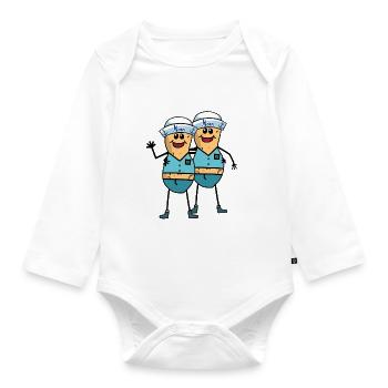 Erdnüsse Matrosen Jungs Seefahrer Seemänner - Baby Bio-Langarm-Body - Weiß - Vorne