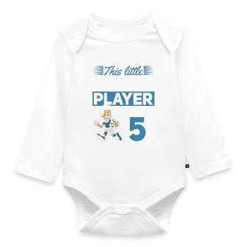 5th Birthday Kids Rugby Player - Organic Longsleeve Baby Bodysuit - white - Front