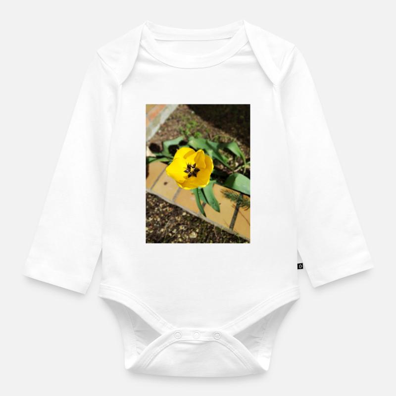 Tulipe jaune - Body Bébé bio manches longues - blanc
