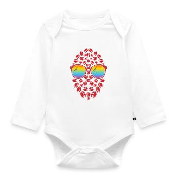 Funny Rugby Face Rugby Ball - Baby Bio-Langarm-Body - Weiß - Vorne