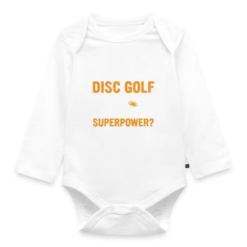 Je joue au disc golf, quel est votre superpouvoir - Disc Gol - Body Bébé bio manches longues - blanc - Devant