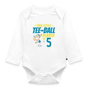 Tee-ball player Party 5th Birthday Tee-ball player - Baby Bio-Langarm-Body - Weiß - Vorne