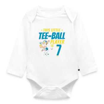 Tee-ball player Party 7th Birthday Tee-ball player - Baby Bio-Langarm-Body - Weiß - Vorne