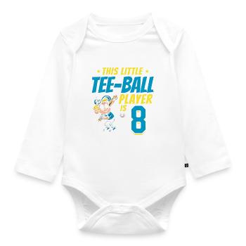 Tee-ball player Party 8th Birthday Tee-ball player - Baby Bio-Langarm-Body - Weiß - Vorne